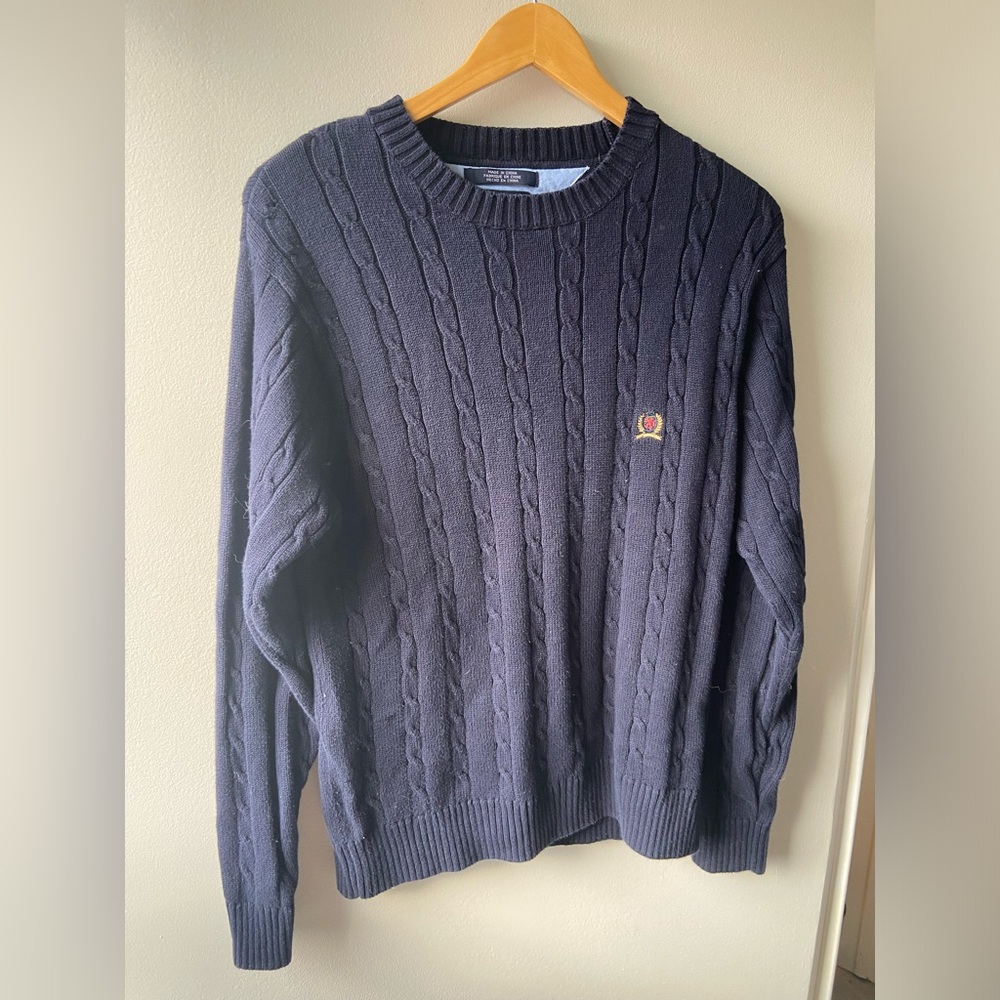 Tommy Hilfiger navy cable knit crewneck
